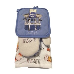 Gilmore Girls Stars Hollow Kitchen Set Potholder Oven Mitt Towel Blue New